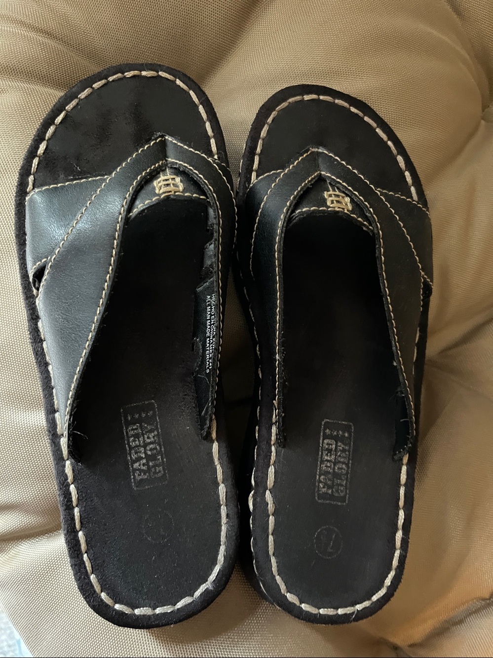 Vintage Faded Glory Chunky Black Women’s Angelina Black Thong Sandals 71/2